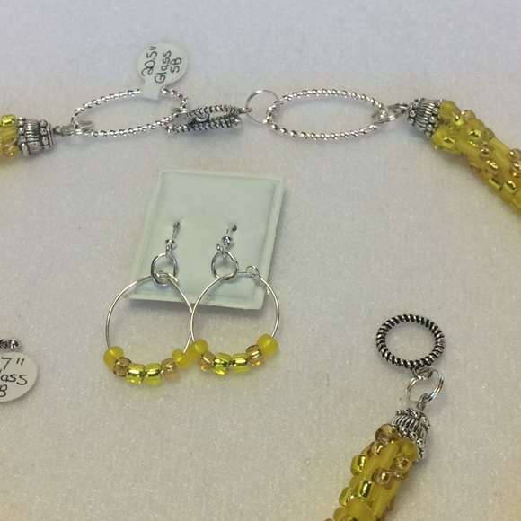 FINAL SALE PRICE Sparkling Matte, Shiny Yellow 3 Piece Jewelry Set - Picture 2 of 5